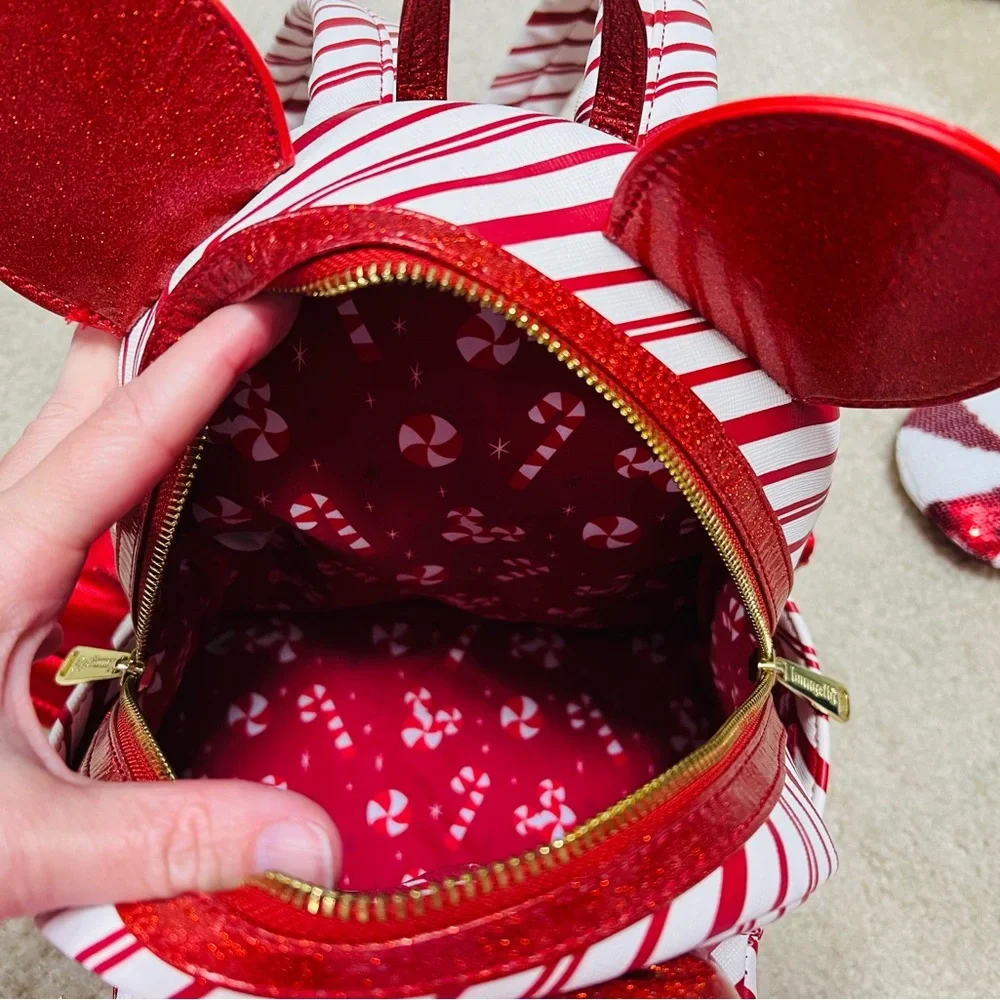 Disney Loungefly Peppermint Candy Cane Backpack and Ears Limited Edition Rare